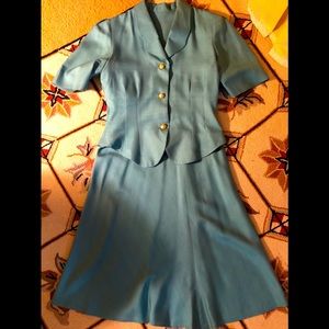 Two piece Blue Silk Dress